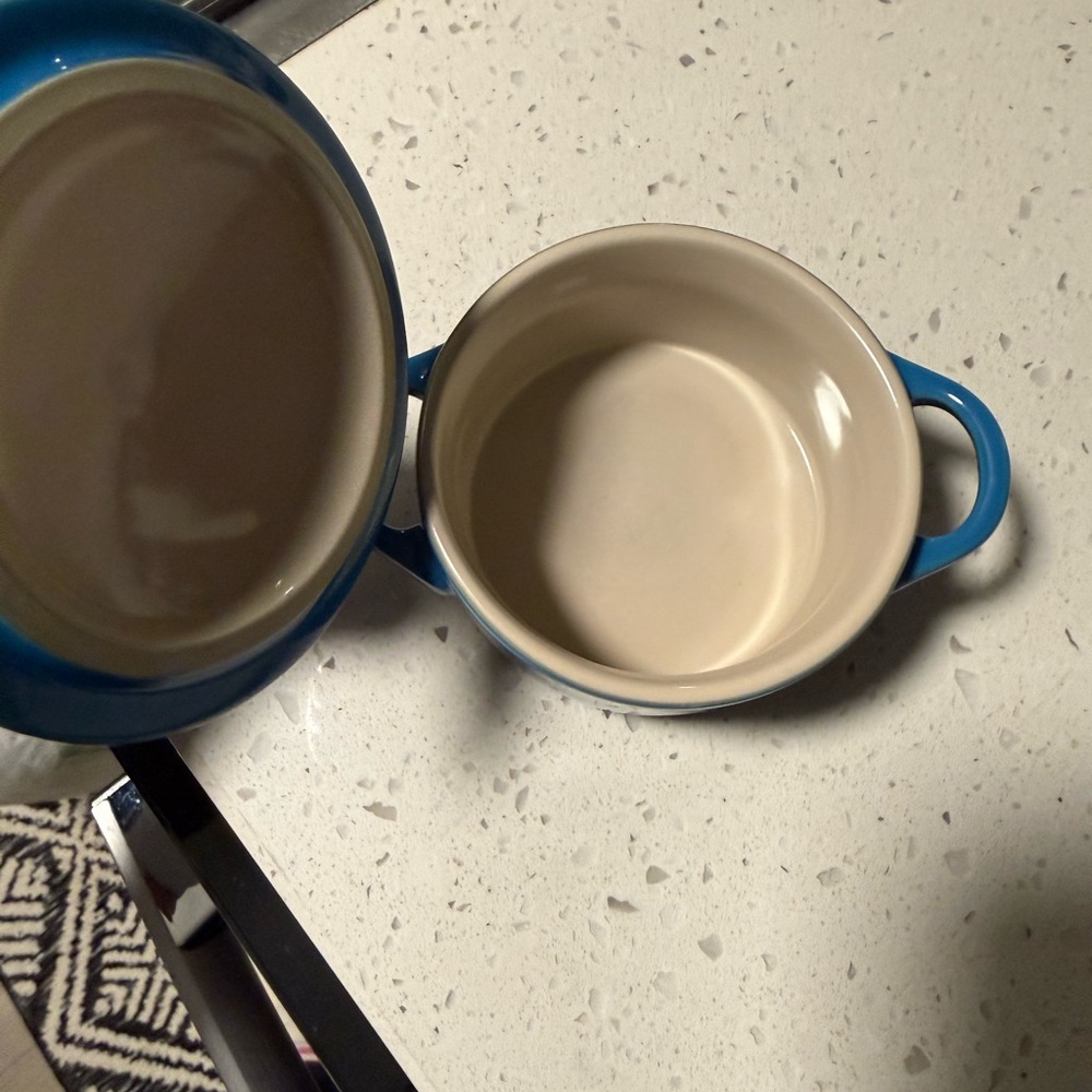 Le Creuset Blue Mini Stoneware Cocotte with Lid - Bright Blue - Picture 3 of 4